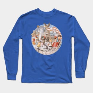 Plate with items USA Long Sleeve T-Shirt